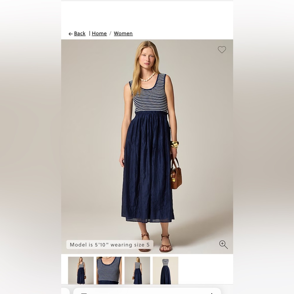 NWT J.Crew Gathered-waist mixy dress in stripe Size XS
